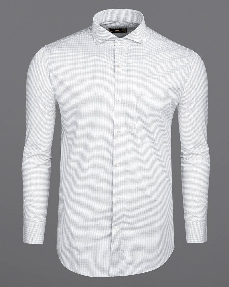 White with Black Micro Checkered Premium Cotton Shirt