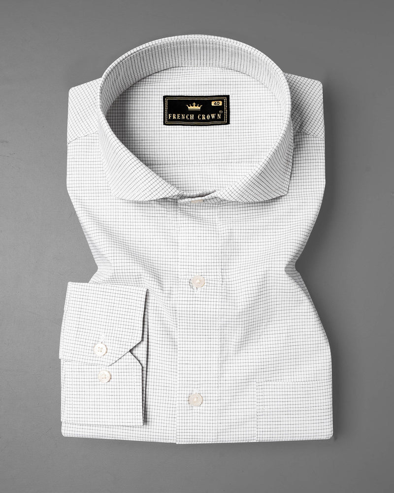 White with Black Micro Checkered Premium Cotton Shirt