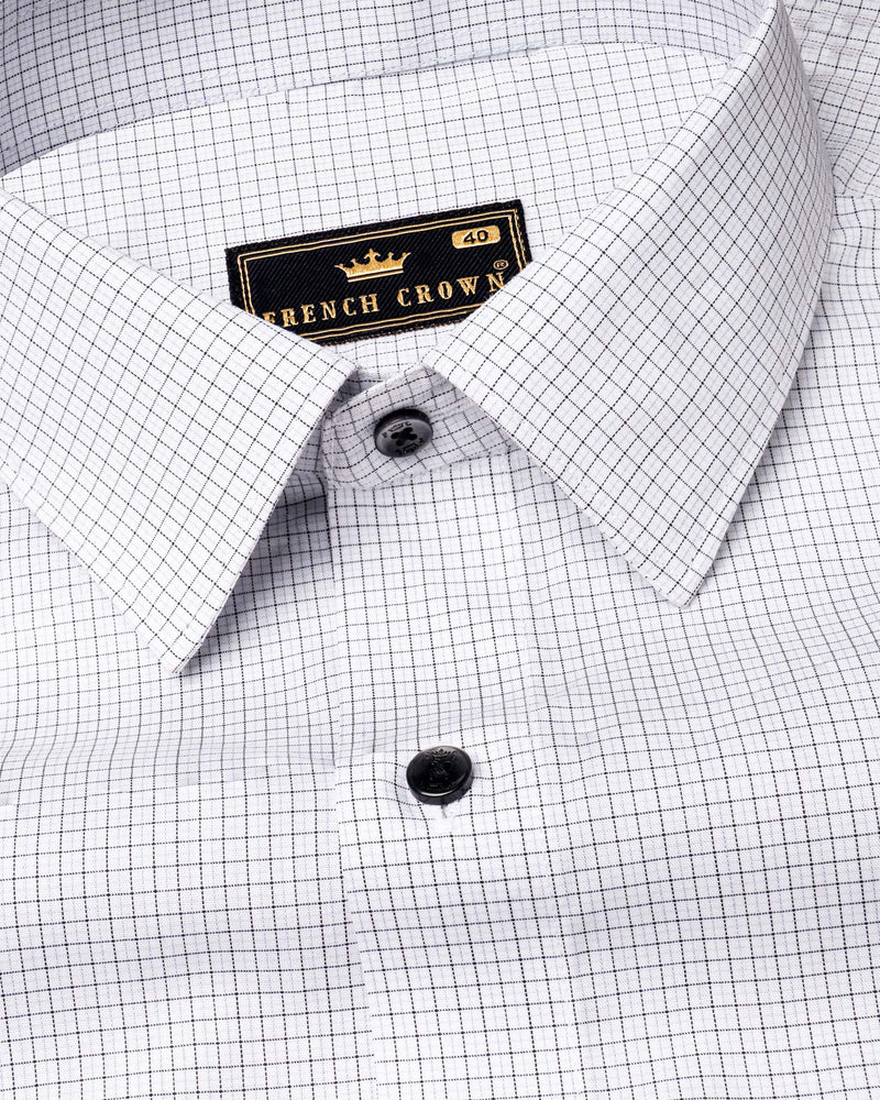 White with Black Micro Checkered Premium Cotton Shirt