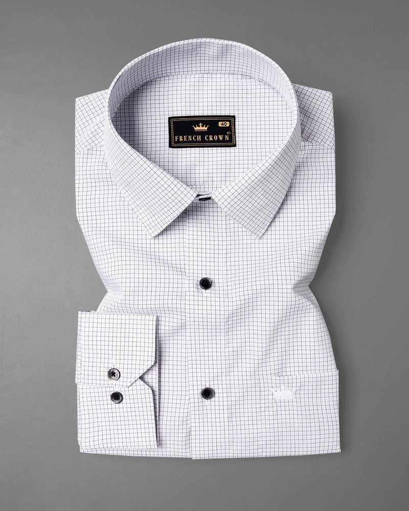 White with Black Micro Checkered Premium Cotton Shirt