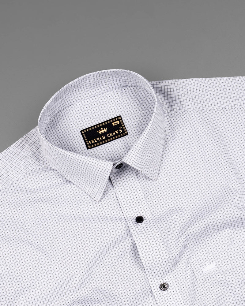 White with Black Micro Checkered Premium Cotton Shirt
