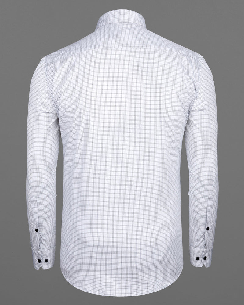 White with Black Micro Checkered Premium Cotton Shirt