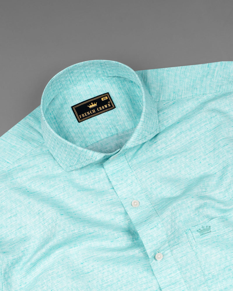 Morning Glory Blue Chambray Textured Premium Cotton Shirt