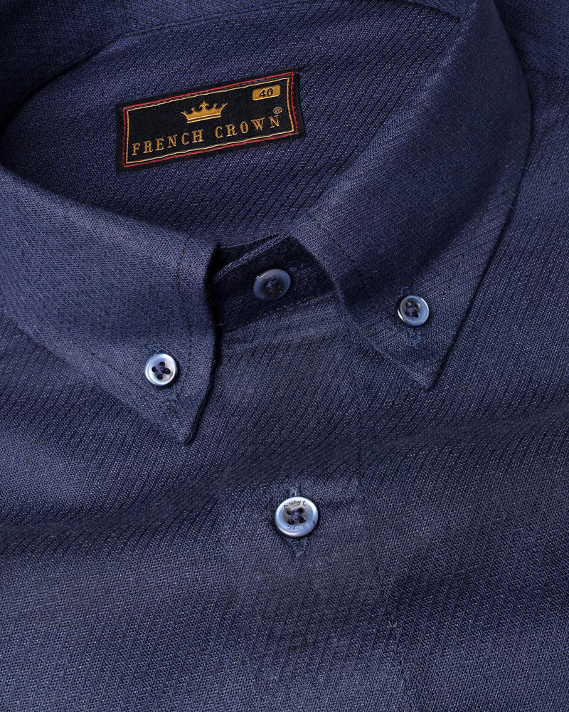 Ebony Clay Blue Luxurious Linen Shirt