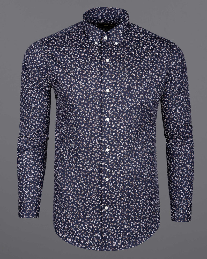 Mirage Blue and White Floral Printed Super Soft Premium Cotton Shirt