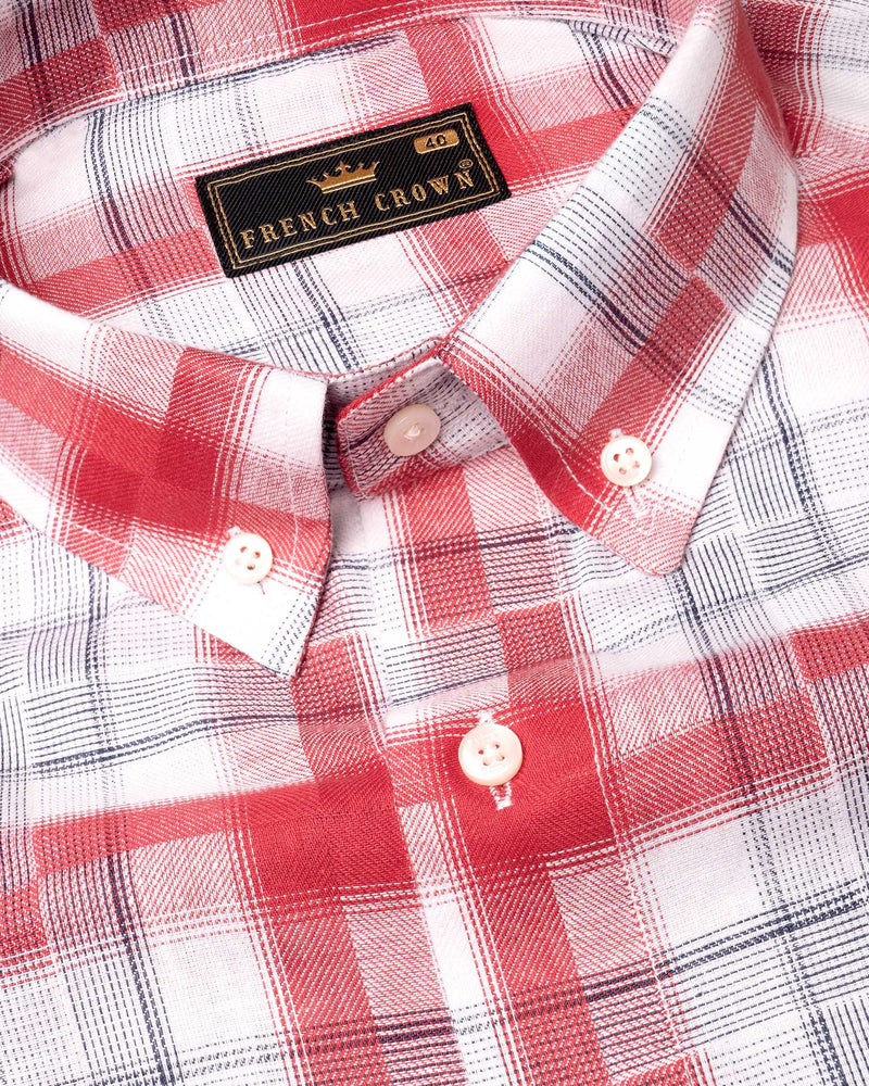 Amaranth Red Plaid Twill Plaid Premium Cotton Shirt