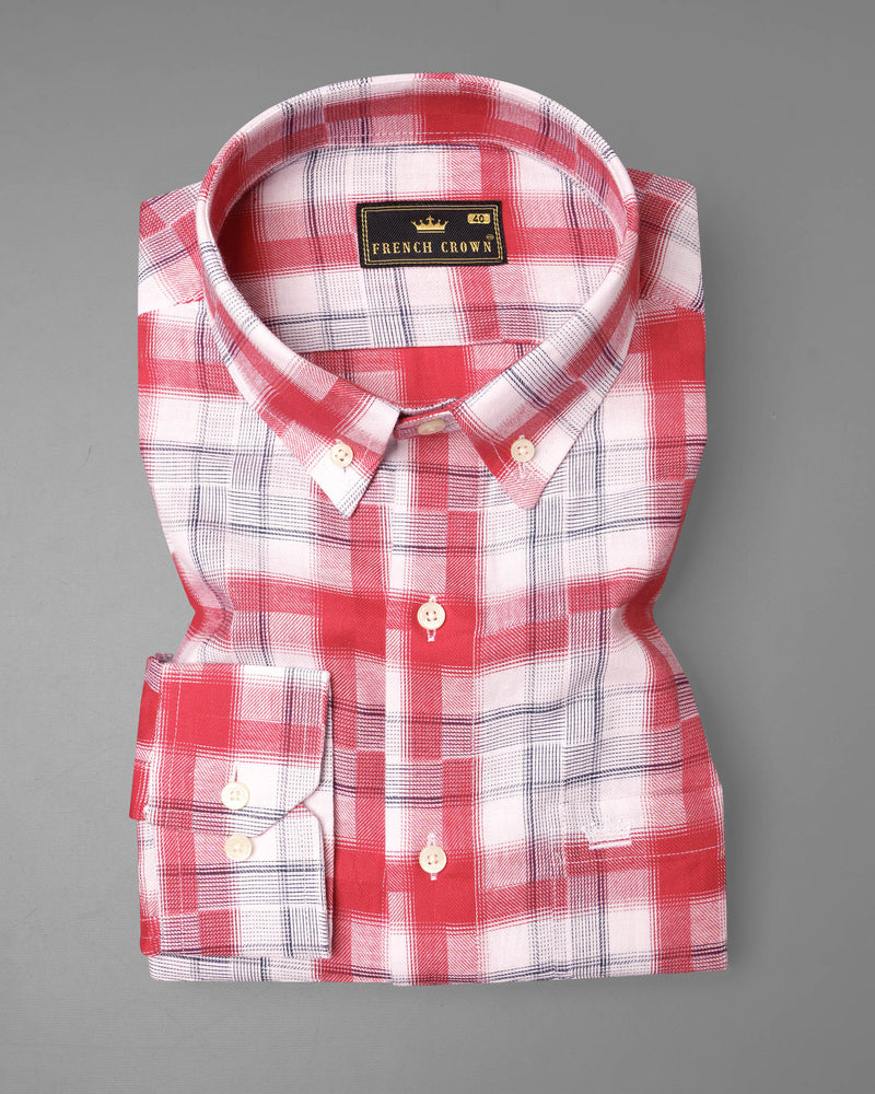 Amaranth Red Plaid Twill Plaid Premium Cotton Shirt