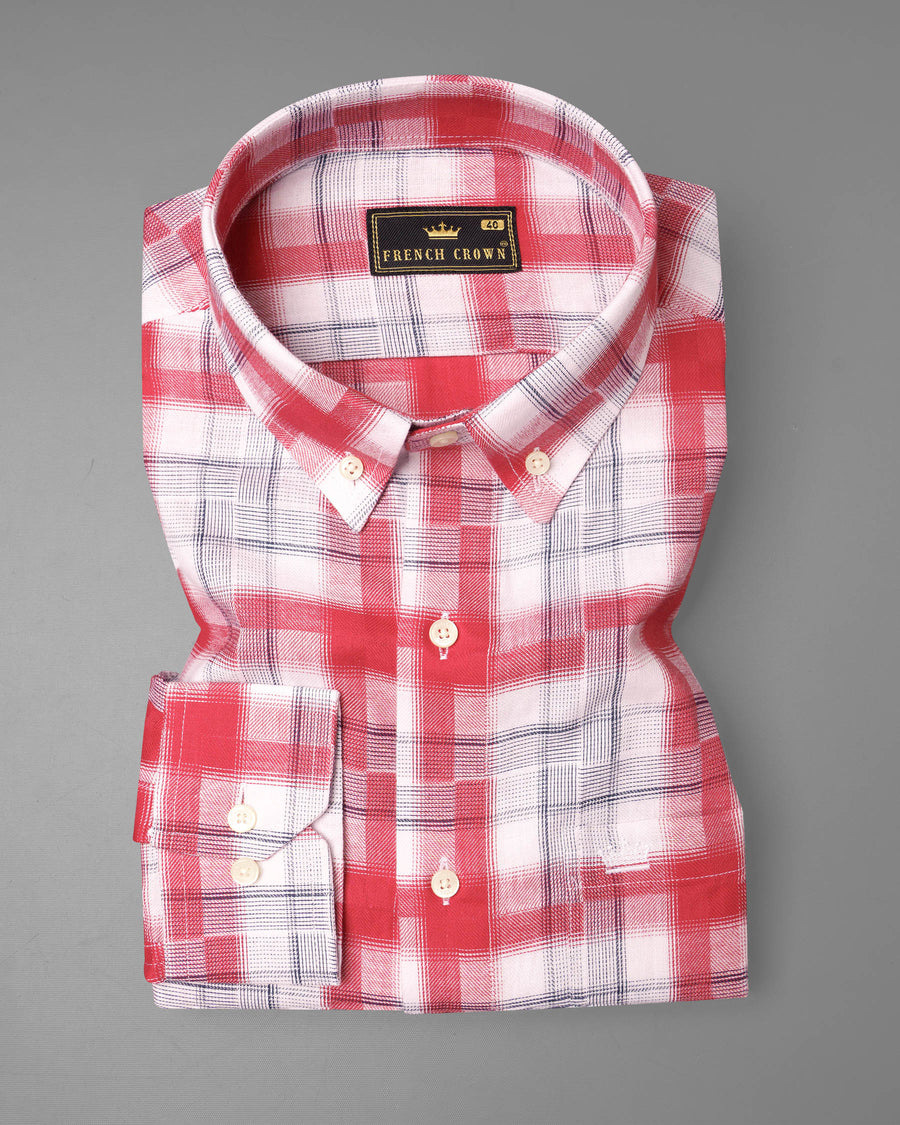 Amaranth Red Plaid Twill Plaid Premium Cotton Shirt