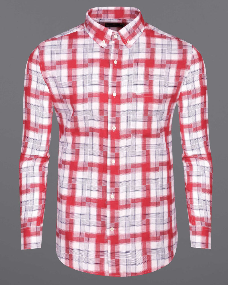 Amaranth Red Plaid Twill Plaid Premium Cotton Shirt