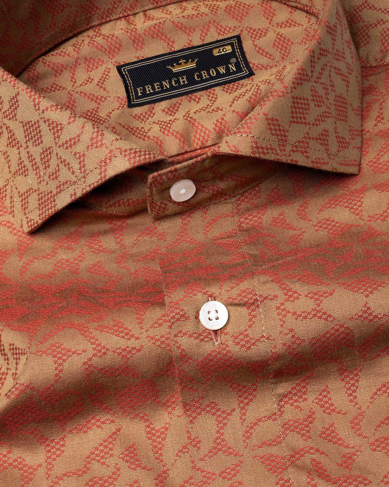 Driftwood Red Jacquard Textured Premium Giza Cotton Shirt