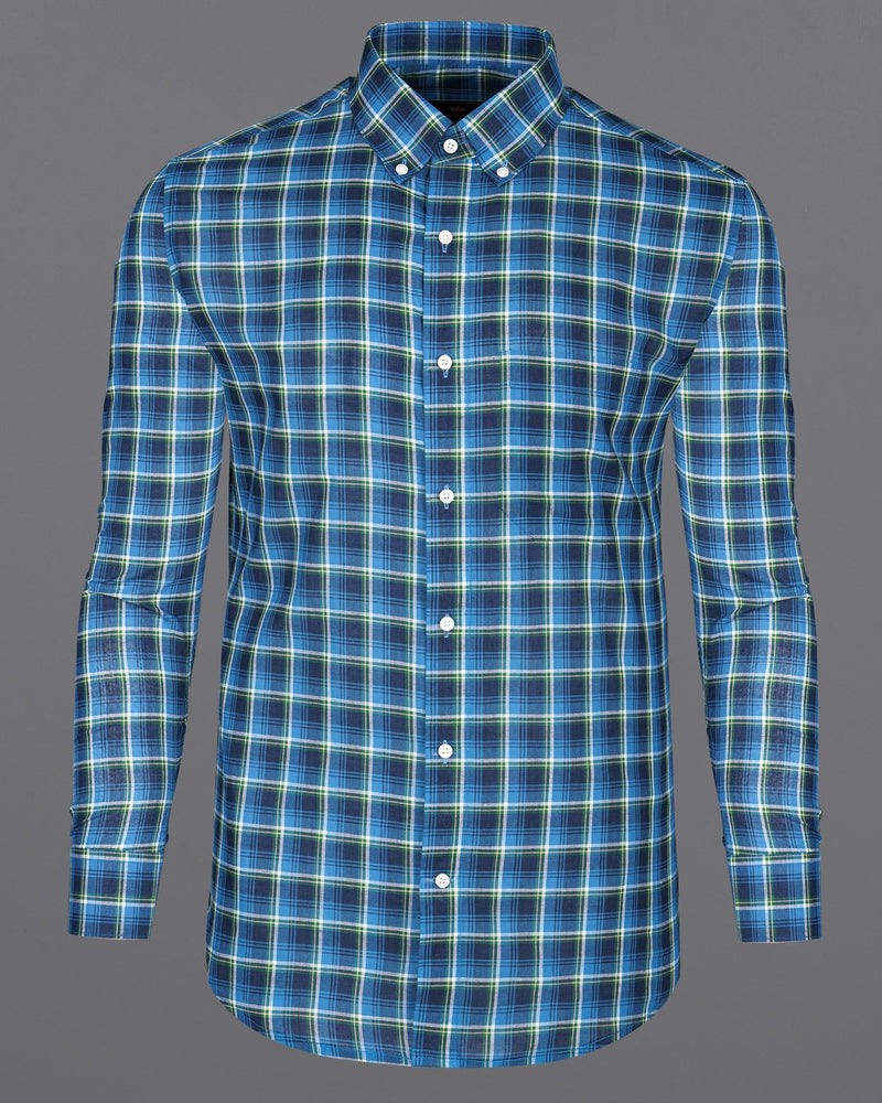 Havelock Blue with Cloud Burst Plaid Premium Cotton Shirt