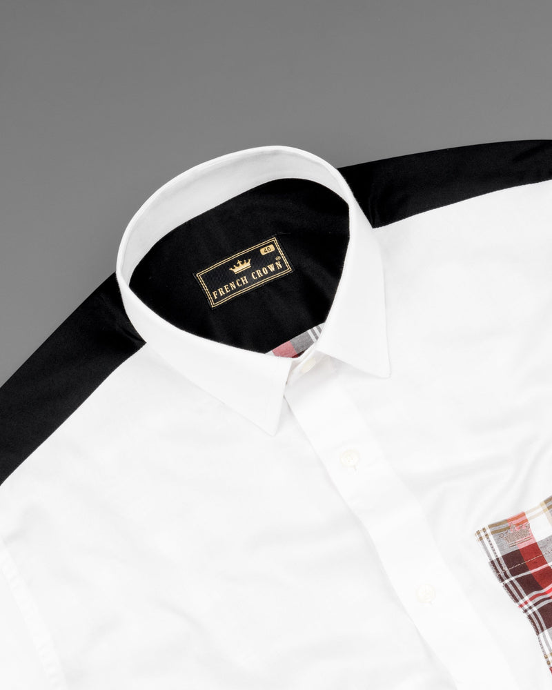 Bright White with Checkered Pocket Super Soft Premium Cotton Shirt