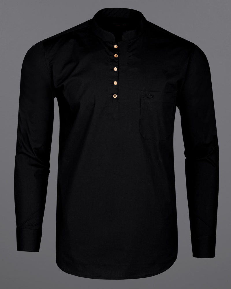 Jade Black Premium Cotton Kurta Shirt