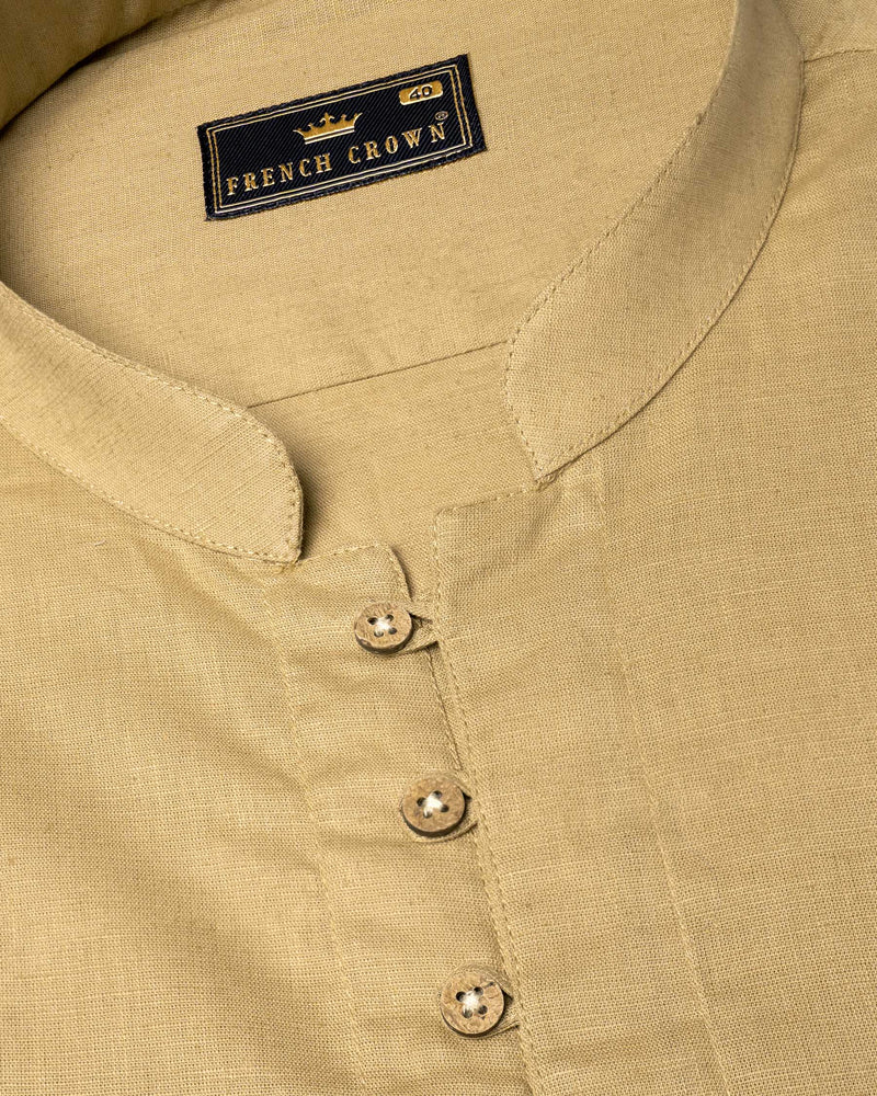 Laser Golden Premium Linen Kurta Shirt