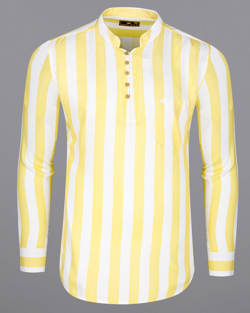 Sandwisp Yellow Striped Tencel Kurta Shirt