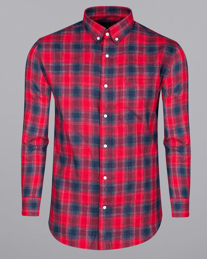 Debian Red with Rhino Blue Checkered Flannel Shirt