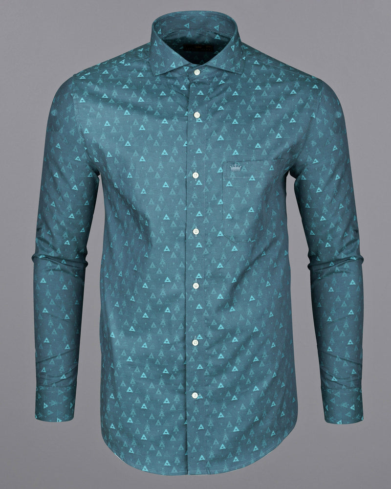 Cadet and Neptune Jacquard Triangle Textured Premium Giza Cotton Shirt