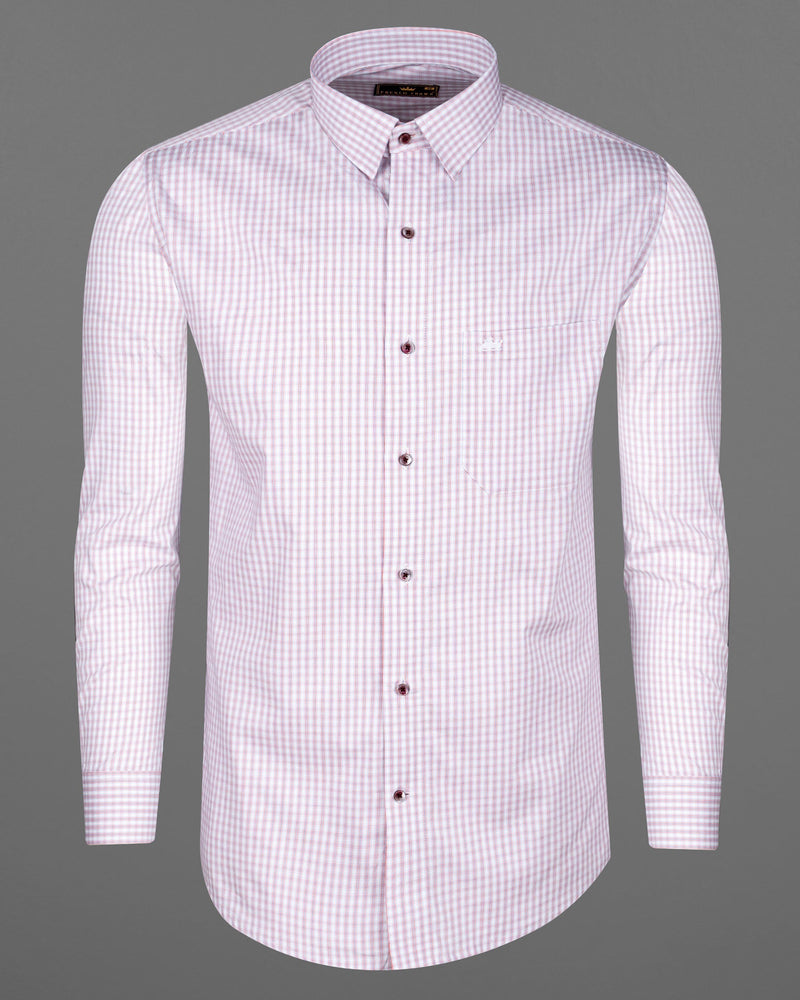 Bright White Checkered Premium Cotton Shirt