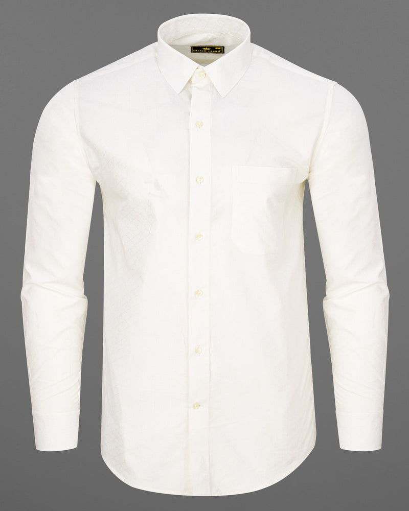 Merino Cream Dobby Textured Premium Giza Cotton Shirt