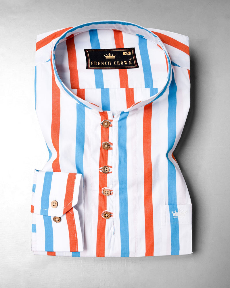 Cornflower Blue with Outrageous Orange Striped Premium Cotton Kurta Shirt 6808-KS-38,6808-KS-38,6808-KS-39,6808-KS-39,6808-KS-40,6808-KS-40,6808-KS-42,6808-KS-42,6808-KS-44,6808-KS-44,6808-KS-46,6808-KS-46,6808-KS-48,6808-KS-48,6808-KS-50,6808-KS-50,6808-KS-52,6808-KS-52