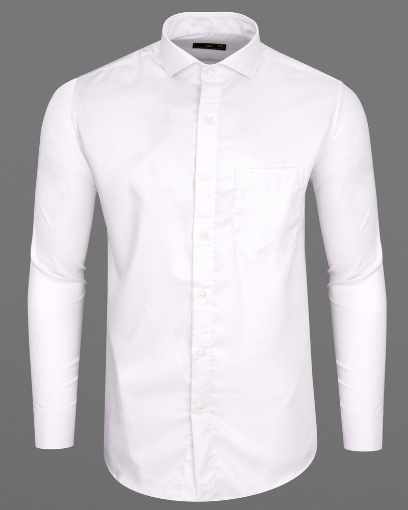 White Smoke Subtle Rhombus Printed Premium Cotton Shirt