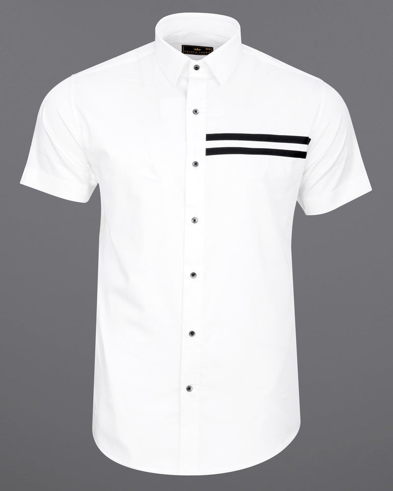 Bright White with Black Half Striped Super Soft Premium Cotton Designer Shirt 6824-BLK-38,6824-BLK-38,6824-BLK-39,6824-BLK-39,6824-BLK-40,6824-BLK-40,6824-BLK-42,6824-BLK-42,6824-BLK-44,6824-BLK-44,6824-BLK-46,6824-BLK-46,6824-BLK-48,6824-BLK-48,6824-BLK-50,6824-BLK-50,6824-BLK-52,6824-BLK-52