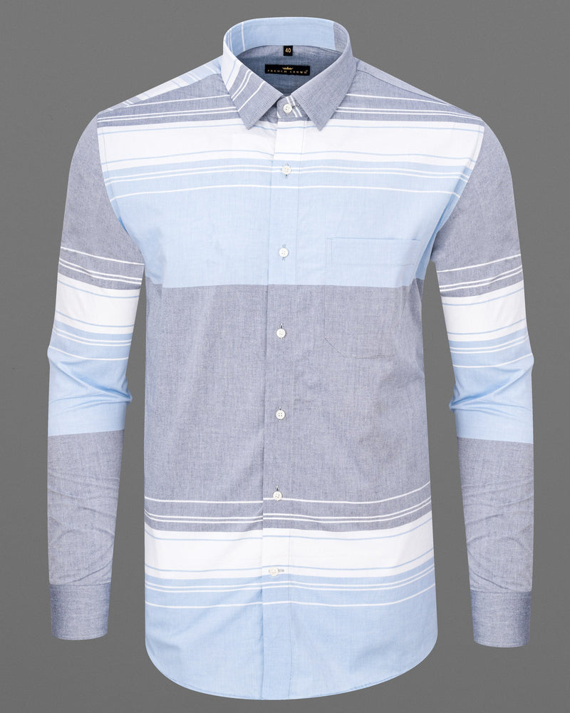 Amethyst Grey and White Striped Premium Cotton Shirt