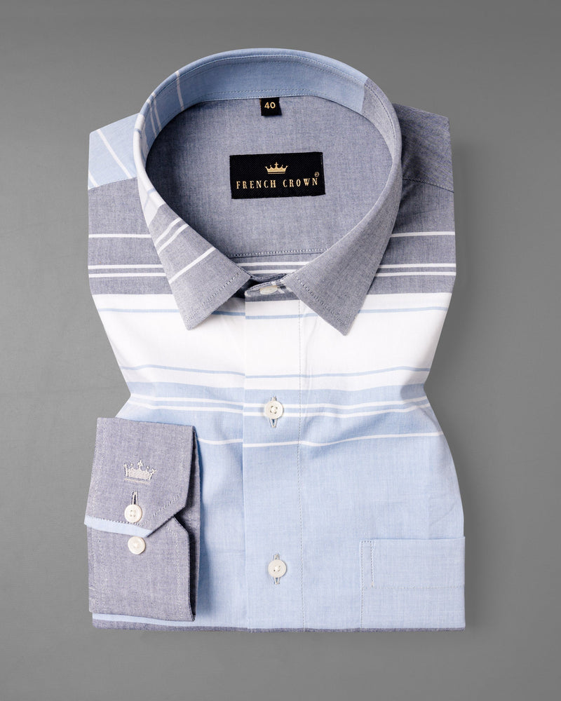 Amethyst Grey and White Striped Premium Cotton Shirt