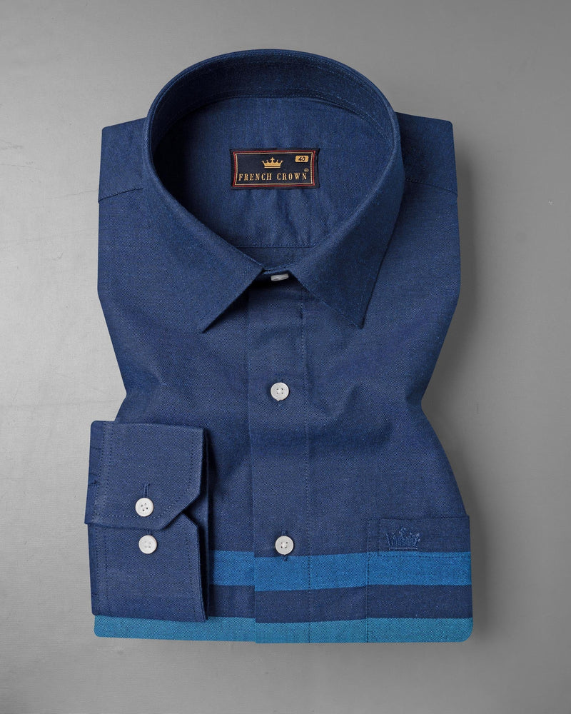 Cloud Burst and Chambray Blue Striped Royal Oxford Shirt