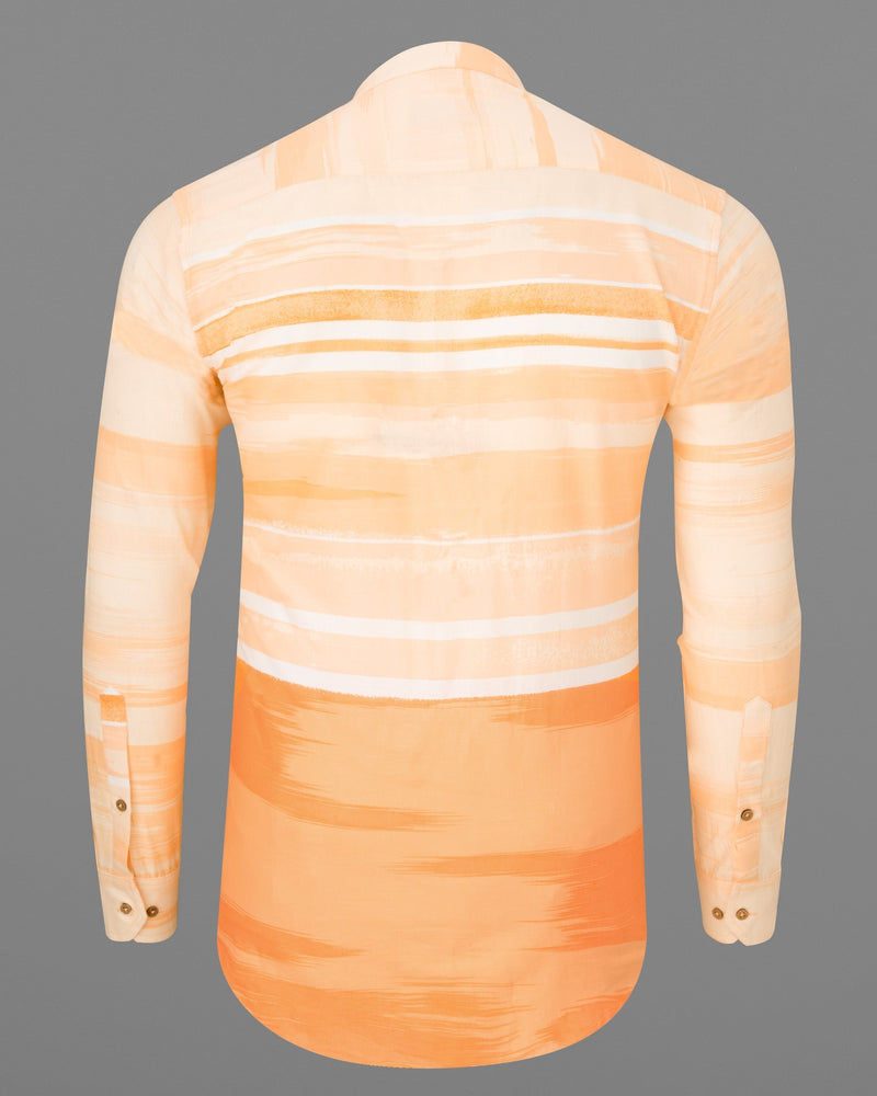 Neon Carrot with white irregular Striped Premium Cotton Kurta Shirt