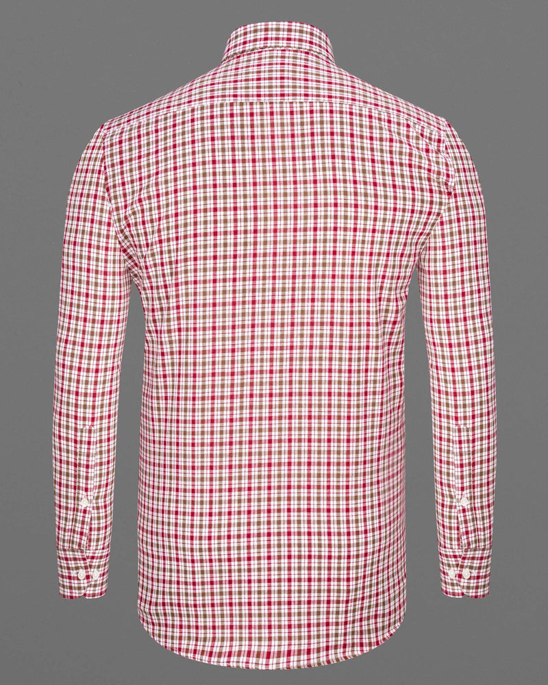 Raspberry Pink with Mocha Brown Checked Royal Oxford Shirt