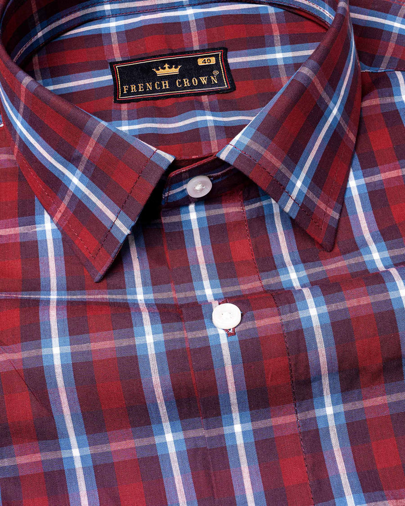 Pale Carmine with Cadillac Plaid Premium Cotton Shirt