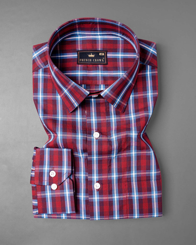 Pale Carmine with Cadillac Plaid Premium Cotton Shirt