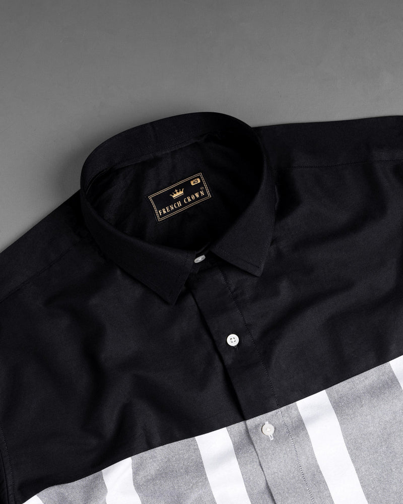 Jade Black and Languid Gray Striped Super Soft Premium Cotton Shirt