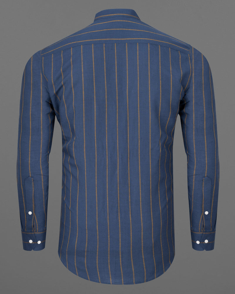 Zodiac Blue and Hazel Striped Luxurious Linen Shirt