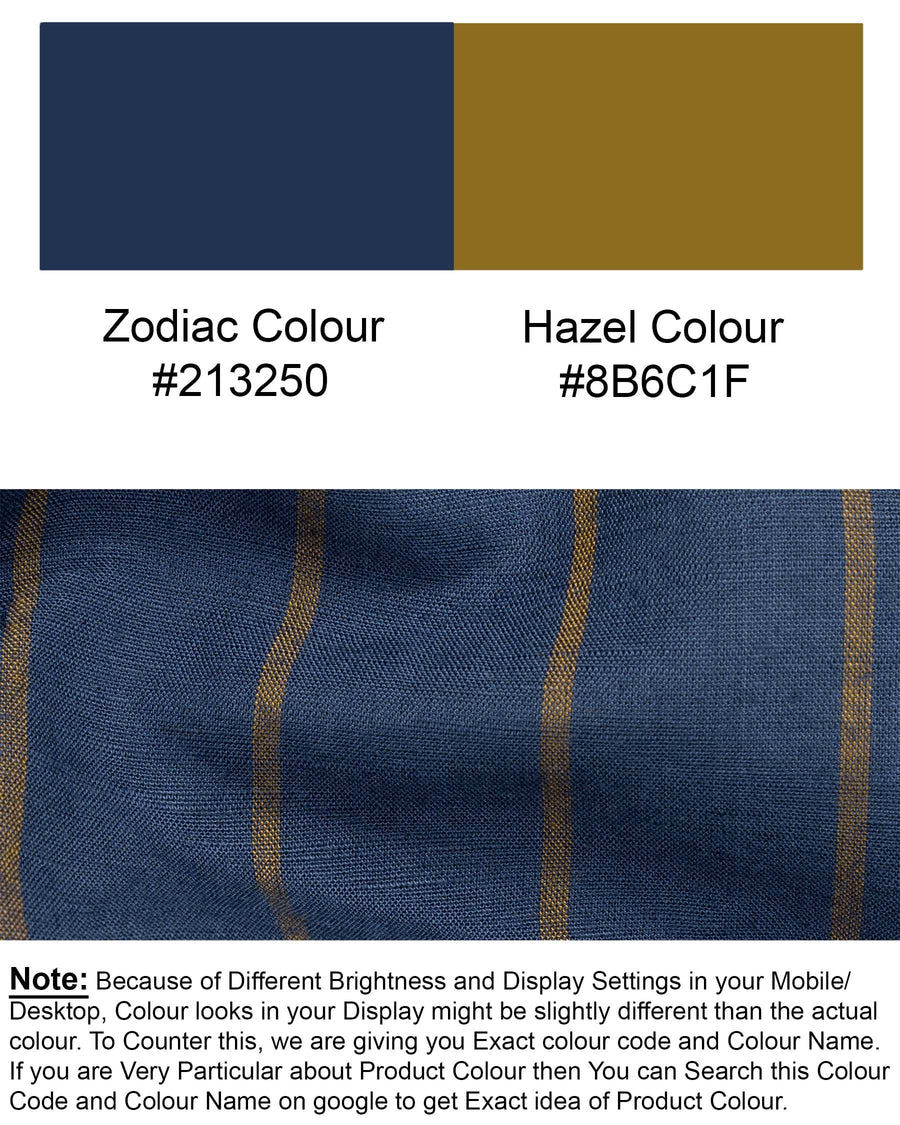 Zodiac Blue and Hazel Striped Luxurious Linen Shirt