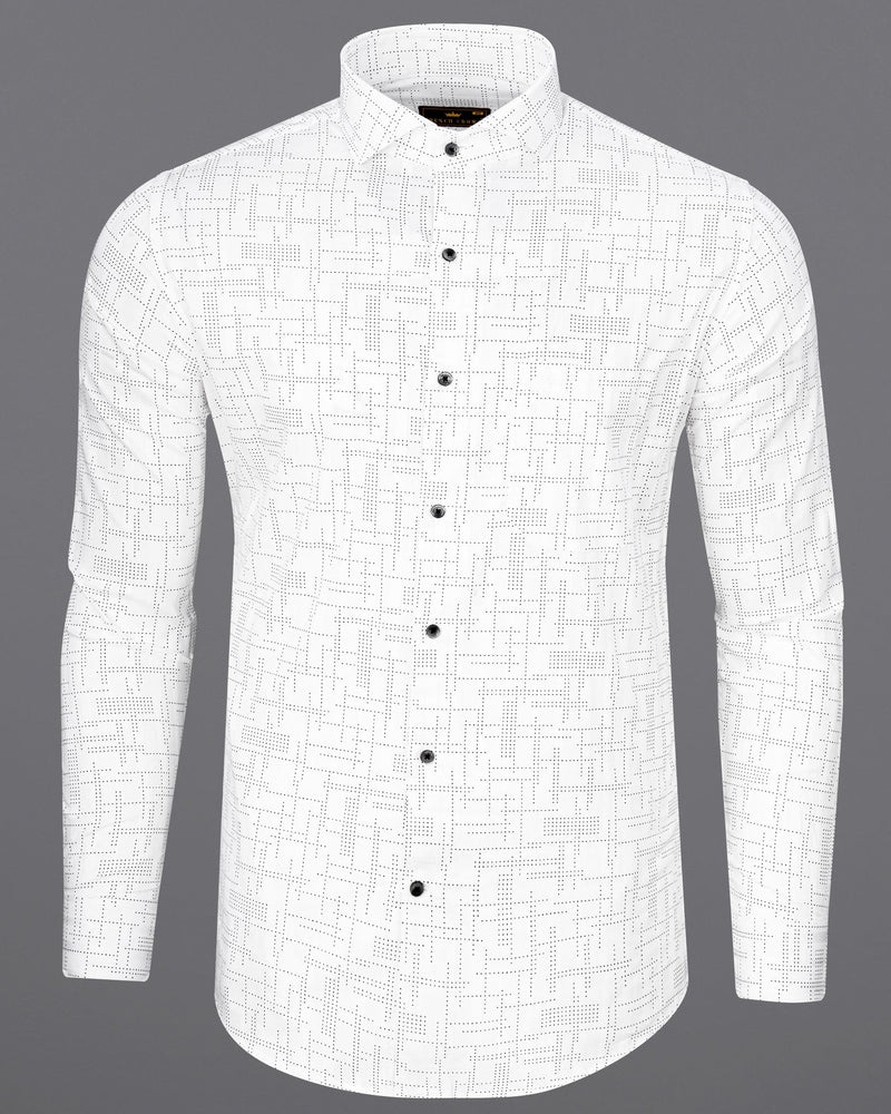 Bright White Dotted Dobby Textured Premium Giza Cotton Shirt