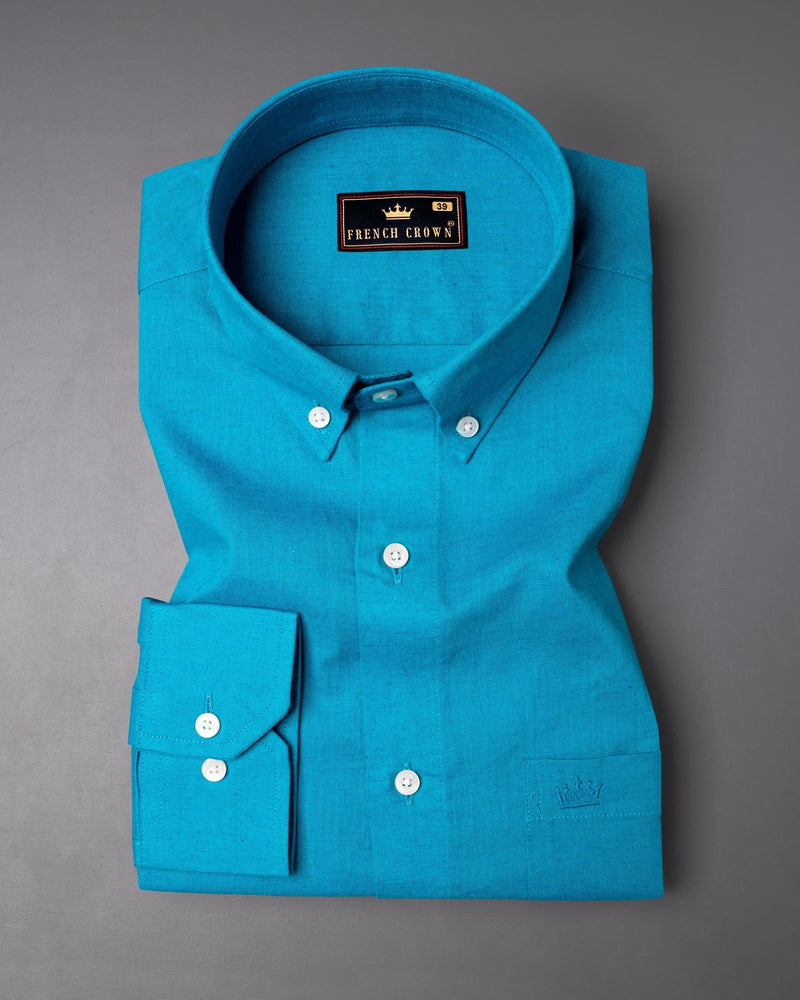 Pacific Blue Luxurious Linen Shirt