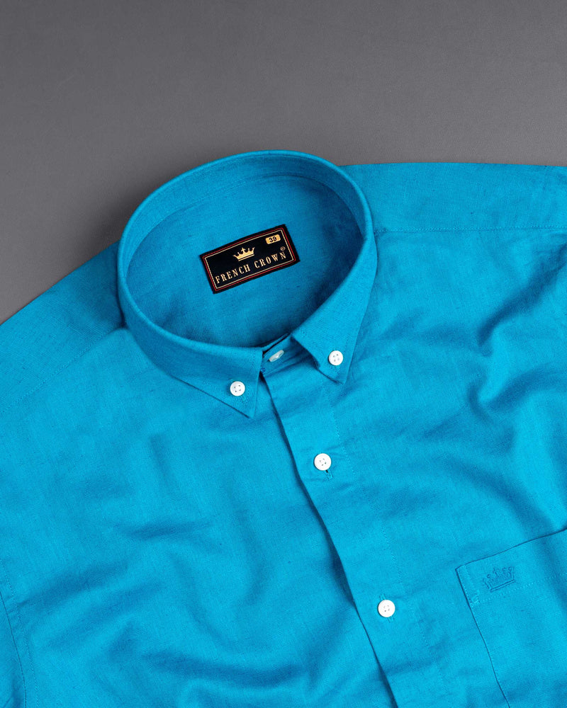 Pacific Blue Luxurious Linen Shirt