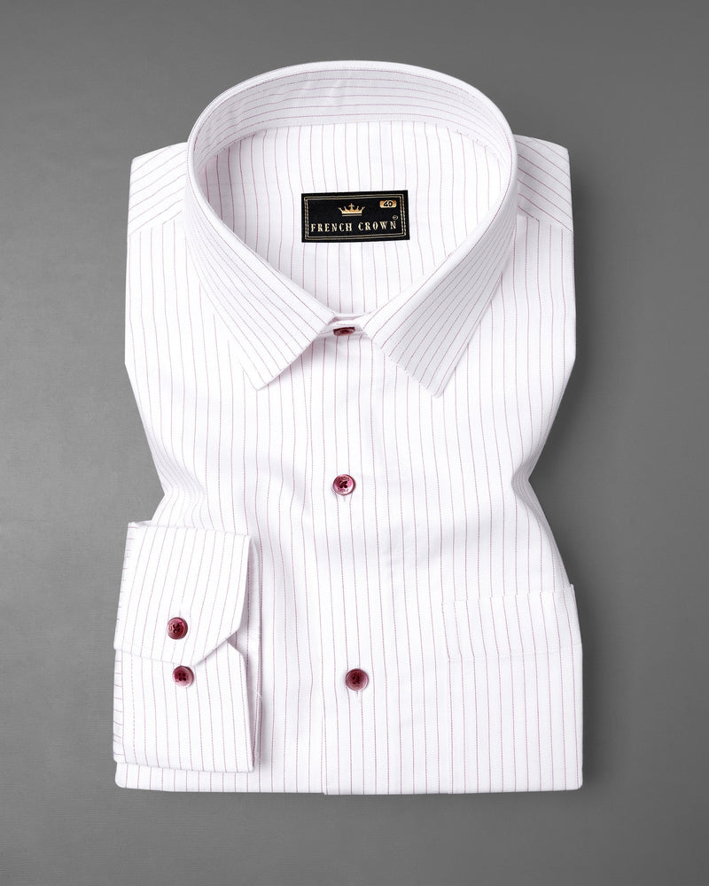 Catskill White With Thistle Striped Twill Premium Cotton Shirt