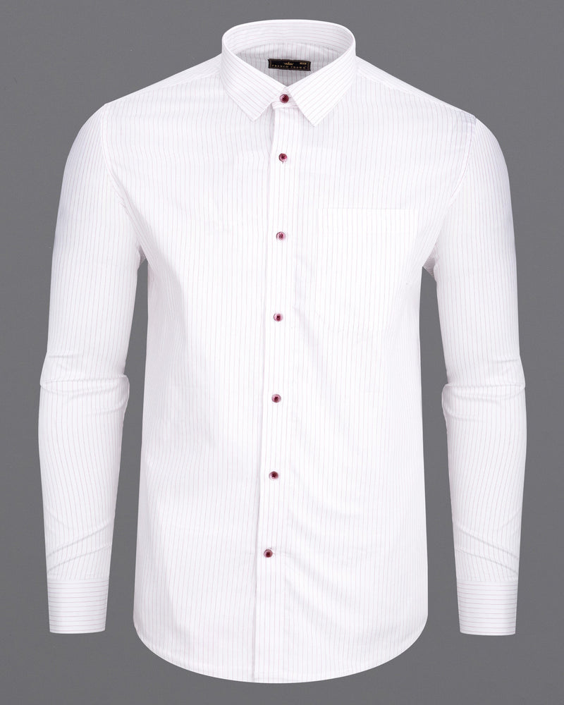 Catskill White With Thistle Striped Twill Premium Cotton Shirt