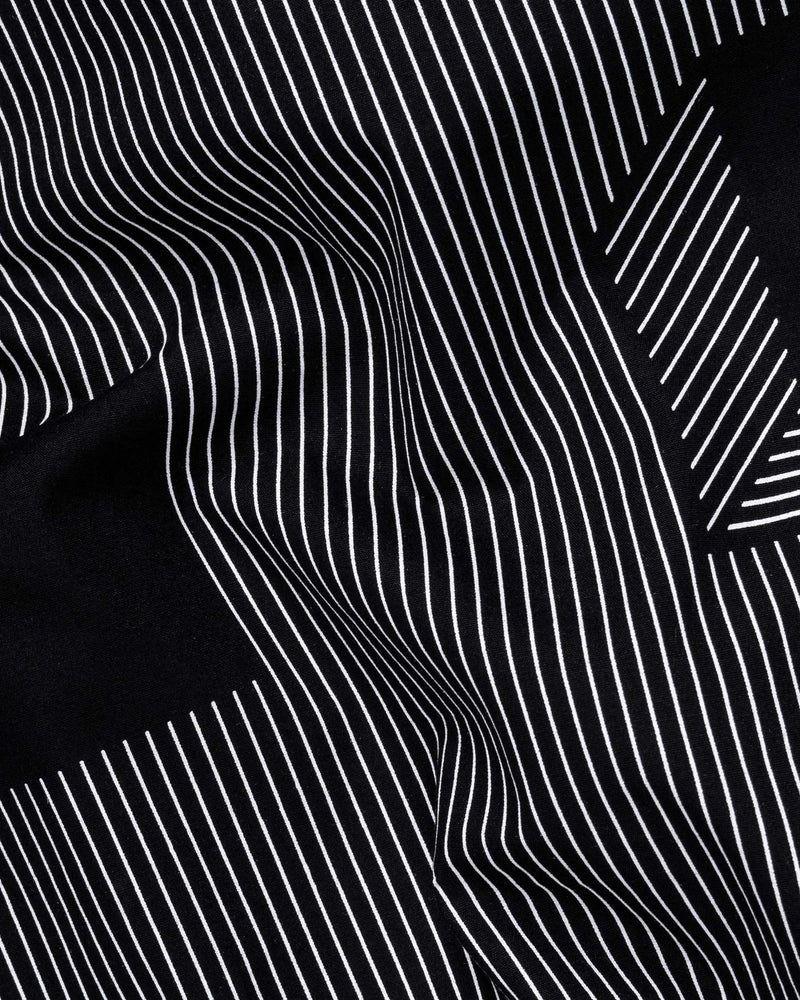 Jade Black 3D Box Printed and Pin Striped Premium Cotton Shirt