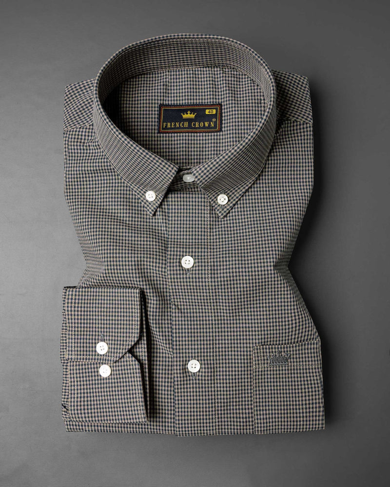 Cinereous and Dusk Blue Checkered Royal Oxford Shirt