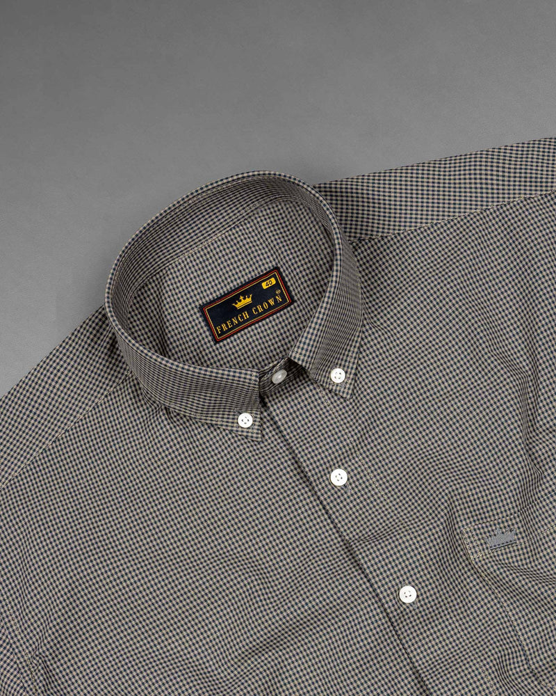 Cinereous and Dusk Blue Checkered Royal Oxford Shirt