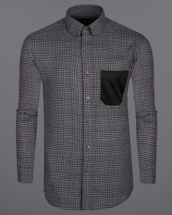 Bronco Grey and Black Houndstooth Designer Shirt