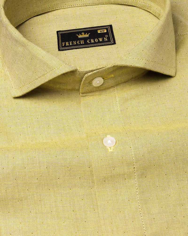 Grandis Yellow Dobby Textured Premium Cotton Shirt