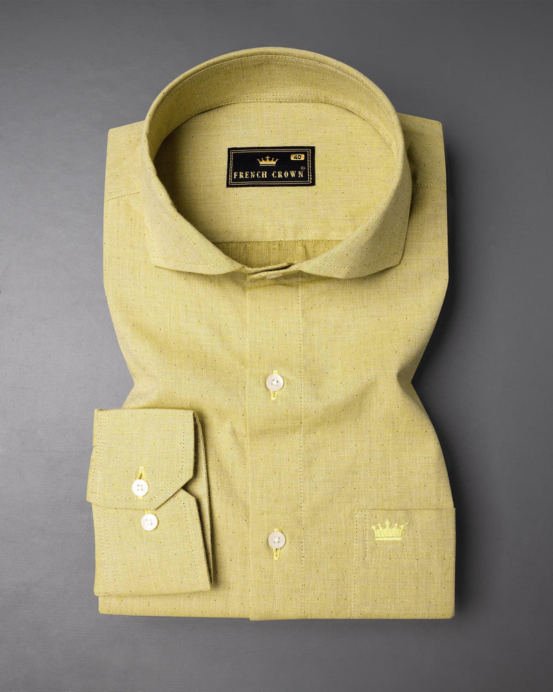 Grandis Yellow Dobby Textured Premium Cotton Shirt