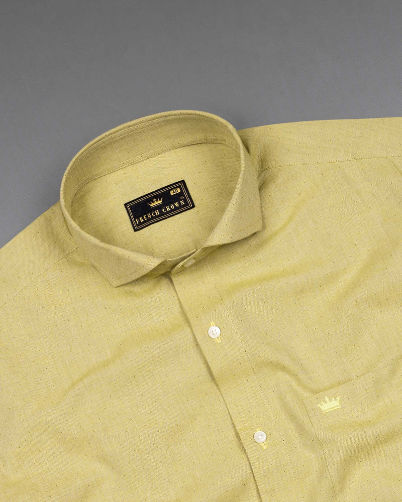 Grandis Yellow Dobby Textured Premium Cotton Shirt