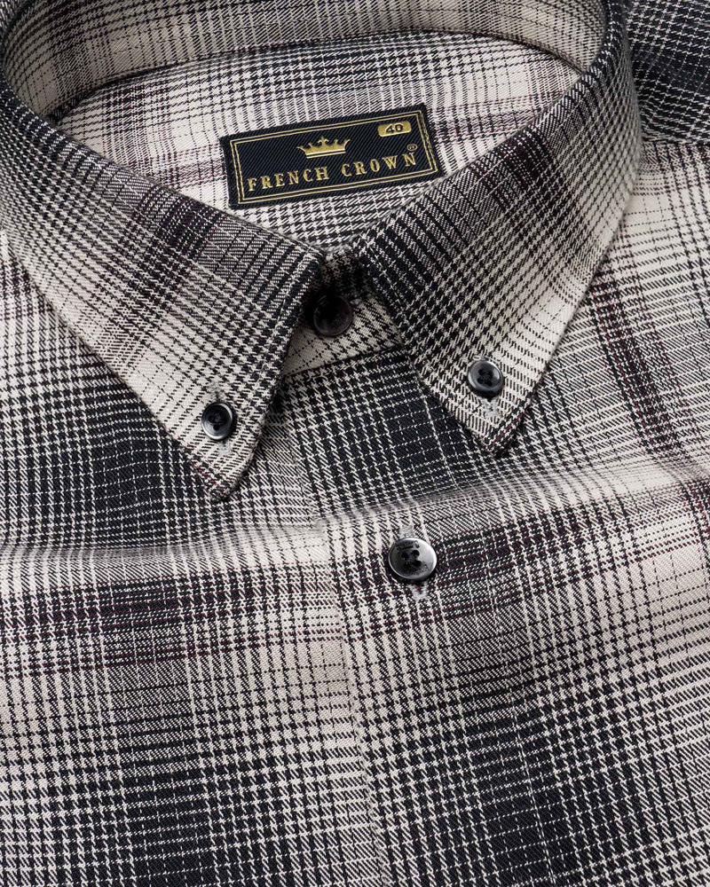 Black and White Premium Twill Checkered Premium Cotton Shirt