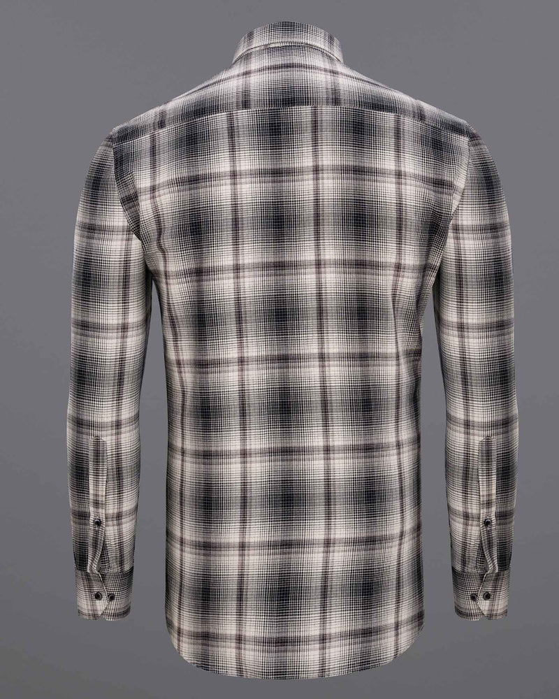 Black and White Premium Twill Checkered Premium Cotton Shirt